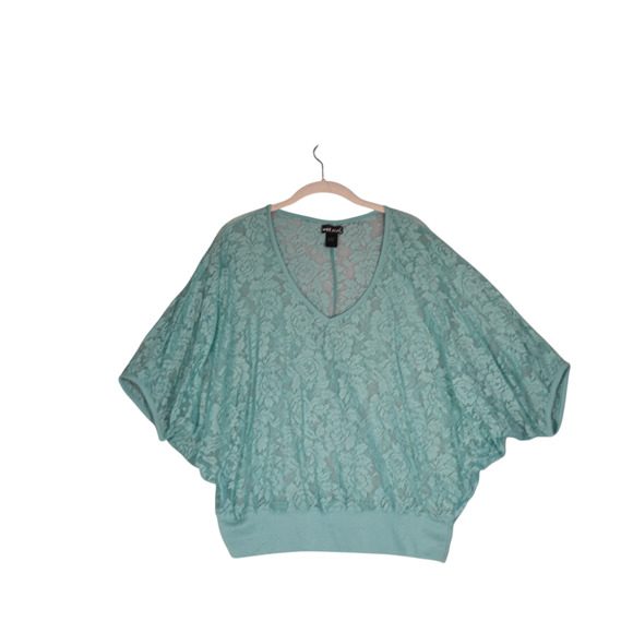 Wet Seal Sheer Blouse Womens Large Green Dolman Sleeves Lightweight Beachy - Picture 2 of 11